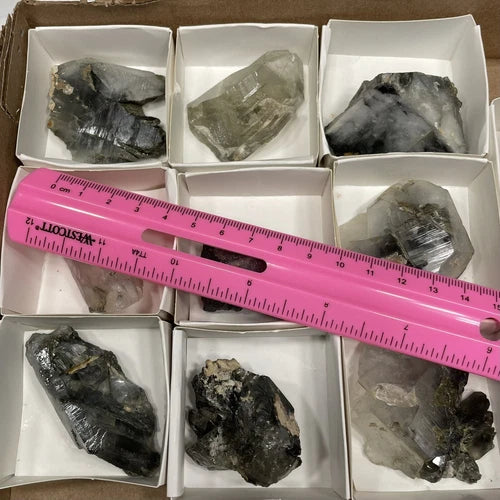 Chlorite & Amphibole In Quartz Crystal Khaplu Gilgit-Baltistan PAKISTAN Lot Of 9