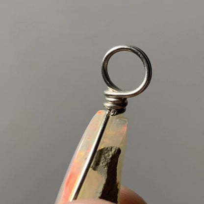 Natural Ethiopian Opal in Silver Wire Pendant Untreated
