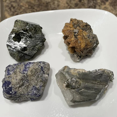 Lot Of 4 Crystals From Pakistan & Afghanistan Siderite Epidote Lapis Quartz