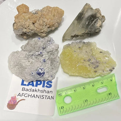 Lot Of 4 Crystals From PAKISTAN Brucite Quartz Siderite Lapis Lazurite