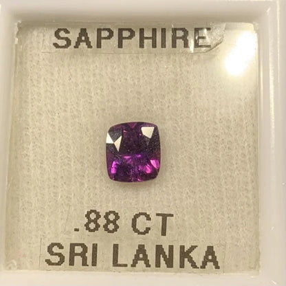 Sapphire - Natural Purple Cushion Cut  Heated Sapphire SRI LANKA 0.88ct