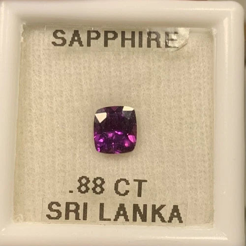Sapphire - Natural Purple Cushion Cut  Heated Sapphire SRI LANKA 0.88ct